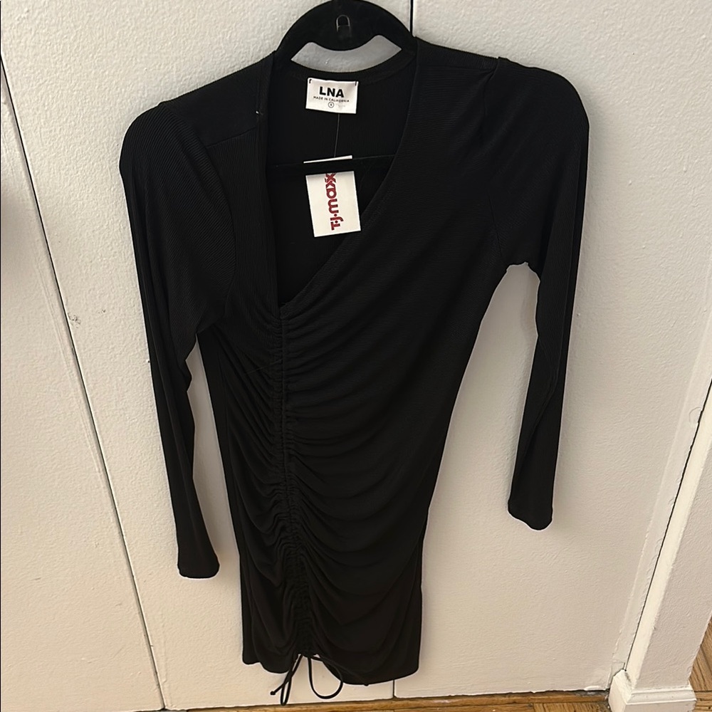 LNA Black Ruched Dress